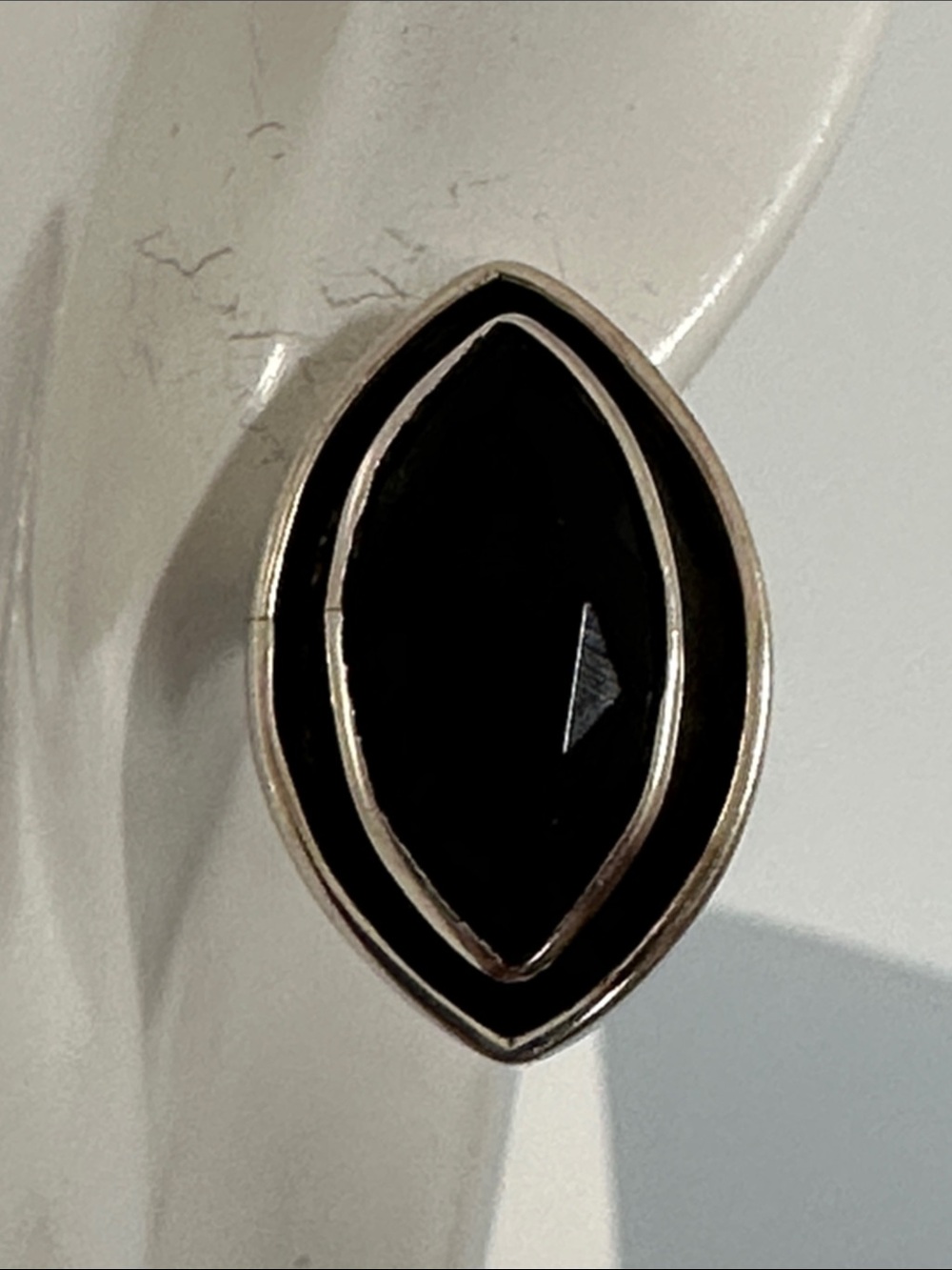 Classic Black Marquise Silver-Trim Earring